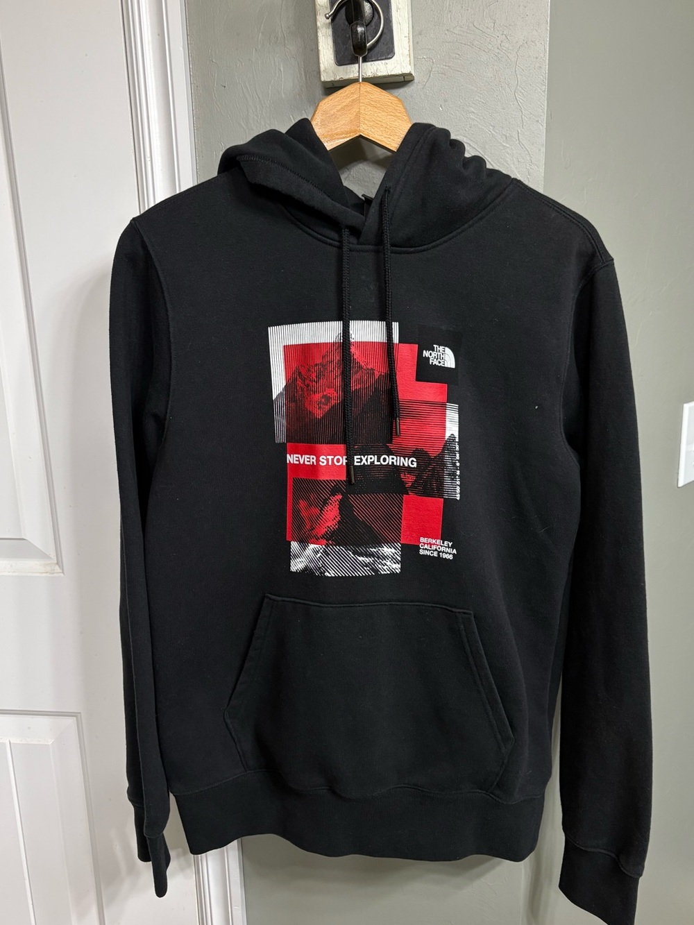 The North Face Black Pullover Hoodie with Red Graphic